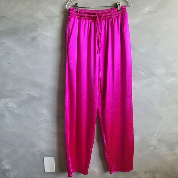Laina Rauma Club Bed Hot Pink Drawstring Sheen Lightweight Satin Style Pants XXL - Picture 2 of 12